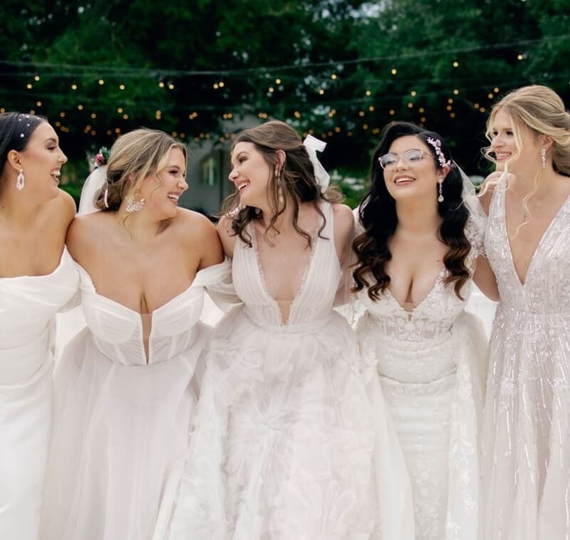 Models wearing a bridal dresses