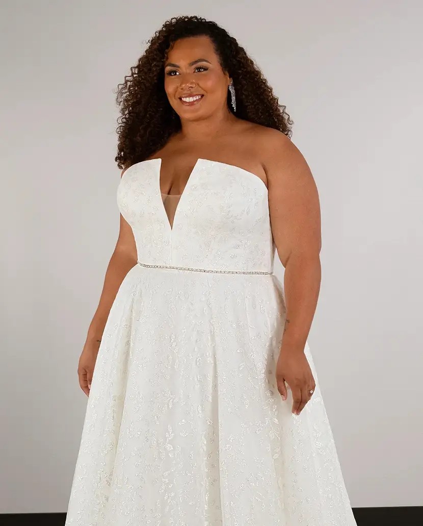 Model wearing a plus size dress