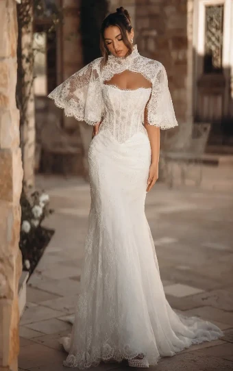 Martina Liana MALORIE (GOWN | CAPE) #8 Ivory/Ivory thumbnail